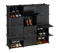 Relaxdays Black Shoe Cabinet with 24 Compartments