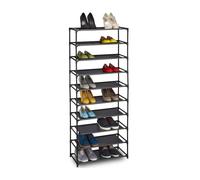Relaxdays Black Shoe Organiser with 10 Levels