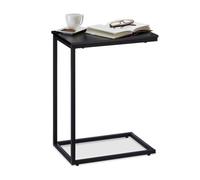 Relaxdays Black Side Table with Metal Frame