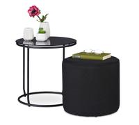 Relaxdays Black Side Table with Stool