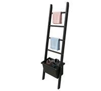 Relaxdays Black towel ladder with basket