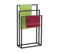 Relaxdays Rack, 3 Rails, H x W x D: 82.5 x 46 x 21 cm, Standing Towel Holder, Steel, Black