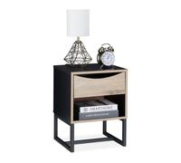 Relaxdays Black Wooden Night Stand