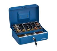 Relaxdays Blue Cash Box with Coin Holder