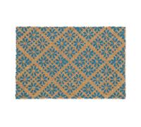 Relaxdays blue floral pattern coir welcome mat