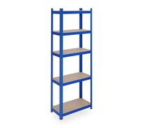 Relaxdays Heavy Duty Unit, 5 Shelves, 180 x 60 x 30 cm, Max. 500 kg, Garage & Warehouse, Steel, Plug-in, Blue