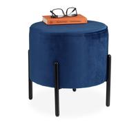 Relaxdays Blue Velvet Ottoman