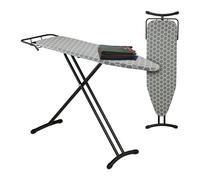 Relaxdays Board for Steam Irons, 110 x 33 cm, Height-Adjustable, Folding, Cotton Cover, Retractable Rest, Grey