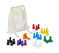 Relaxdays Board Game Pieces, Set of 160, in 8 Colours, Wooden, with Bag, Small Cones, Tokens for Halma, Ludo, Iron, 140 x 53 x 49 cm