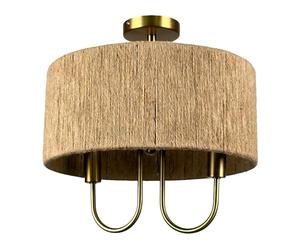 Relaxdays Boho Ceiling Lamp with Paper Rope, Metal, 2 E14 Bulbs, 35x35x35 cm, Natural/Bronze