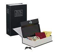 Relaxdays Safe, Steel Locking Compartment in Book Shape, with 2 Keys, HxWxD: 24 x 15.5 x 5.5, Black, 24 x 15.5 x 5.5 cm