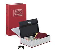 Relaxdays Book Safe, Steel Locking Compartment in Book Shape, with 2 Keys, HxWxD: 24 x 15.5 x 5.5, Red
