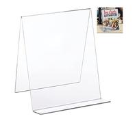 Relaxdays 10027277 Book Stand, Acrylic Cookbook Holder, DIN A4, Easel, Sturdy, Tabletop Display, 24 x 20 x 20 cm, Transparent, Plastic