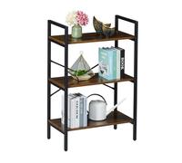 Relaxdays Bookcase, 3 Tiers, 92x60x32 cm, Shelving Unit, Industrial, Open Storage, Free-Standing Bookshelf, Brown/Black, Fibreboard, Iron