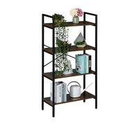 Relaxdays Bookcase, 4 Tiers, 122x60x32 cm, Shelving Unit, Industrial, Open Storage, Free-Standing Bookshelf, Brown/Black, Iron, Fibreboard