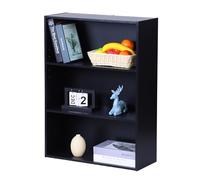 Relaxdays Bookcase, Adjustable 3-Shelf Free-Standing Living Room Shelf, 82x60x24 cm, Black