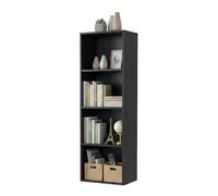 Relaxdays bookcase, HxWxD: 106 x 32 x 24 cm, 4 compartments, cube bookcase, open standing shelf, black