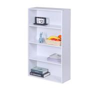 Relaxdays bookcase, HxWxD: 108 x 60 x 24 cm, 4 compartments, adjustable shelves, free-standing living room shelf, white