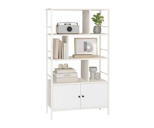 Relaxdays bookcase, HxWxD: 154.5 x 74 x 30 cm, 3 open shelves, unit with storage, modern design, white