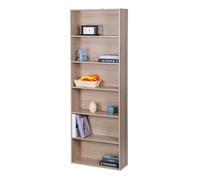 Relaxdays bookcase, HxWxD: 178.5 x 60 x 24 cm, 6 compartments, adjustable shelves, freestanding living-room shelf, oak