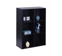 Relaxdays bookcase, HxWxD: 91 x 61 x 30 cm, 6 compartments, cube unit, open shelf for living room, black