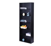 Relaxdays Bookcase with 6 Adjustable Compartments, Freestanding Living Room Shelf, 178.5 x 60 x 24 cm, Black