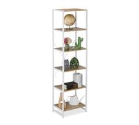Relaxdays Bookcase with 6 Tiers, Industrial Look, HxWxD: 180 x 50 x 35 cm, MDF & Metal, Office File Rack, White/Natural, Fibreboard, Iron