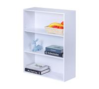Relaxdays bookcase, HxWxD: 82 x 60 x 24 cm, 3 compartments, adjustable shelves, freestanding living room shelf, white