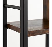 Relaxdays bookshelf, HWD: 154.5 x 74 x 30 cm, 3 open shelves, unit with lower cabinet, industrial, dark brown/black, Fibreboard, Steel, Stainless steel