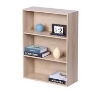 Relaxdays bookshelf, HxWxD: 82 x 60 x 24 cm, 3 compartments, adjustable shelves, bookcase for living room, oak