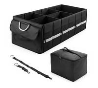Relaxdays boot organiser with lid, removable cooler bag, foldable, HxWxD: 30 x 90 x 40 cm, black