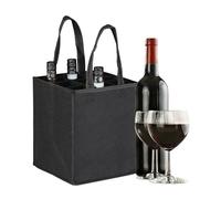 Relaxdays Bottle Carrier, 9 Glasses, Wine, Beer, Collect, Empty Drinks, Size 45 x 24 x 24 cm, Felt Tote, Black