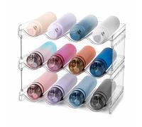 Relaxdays Bottle Holder Set, stackable, fridge organiser, transparent