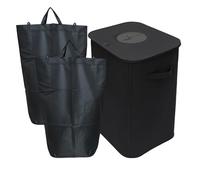 Relaxdays Bottle Recycling Bin, 100 L, 2 Bags, Easy Clean, Waste Separation, Container for Empties, Black, Polyester, Plastic, 70 x 43 x 33 cm