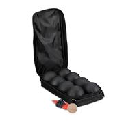 Relaxdays Boules Set, 8 Steel Balls, with Target, Distance Measure & Carrying Bag, Lawn Bowling, Outdoor Game, Black, Nylon, 31 x 16 x 7 cm