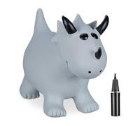 Relaxdays Bouncing Hopper Dinosaur, Incl. Pump, for Children from 3 Years, BPA-Free, Inflatable Toy, 38x51x22 cm, Grey