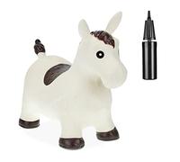Relaxdays Bouncing Hopper Horse, Incl. Air Pump, for Children from 3 Years, BPA-Free, Inflatable Toy, 46x25x53 cm, White