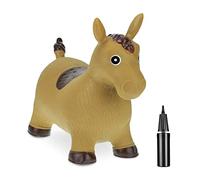 Relaxdays Bouncing Hopper Horse, Incl. Air Pump, for Children from 3 Years, BPA-Free, Inflatable Toy, 46x25x53 cm, Brown