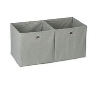 Relaxdays Box Set of 2, Shelf Storage Basket, Square Bins 30x30x30 cm, Grey, fabric, Gray, 30 x 30 x 30 cm
