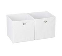 Relaxdays Box Set of 2, Shelf Storage Basket, Square Bins 30x30x30 cm, White, Polyester, 30 x 30 x 30 cm