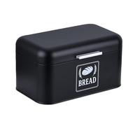 Relaxdays bread bin, bread box with lid & handle, HWD: 16.5x30x19 cm, bread storage, retro style, metal, black