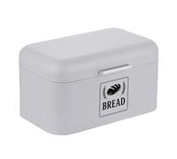 Relaxdays bread bin, bread box with lid & handle, HWD: 16.5x30x19 cm, bread storage, retro style, metal, grey