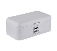 Relaxdays bread bin, bread box with lid & handle, HWD: 17x42x24 cm, bread storage, retro style, metal, grey