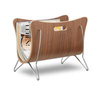 Relaxdays Brown curved wooden newspaper rack