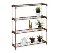 Relaxdays Brown Metal Plant Rack with 4 Shelves