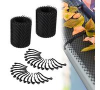 Relaxdays Brush Clips, Set of 2, Each 6 m x 15 cm, Plastic Mesh, 12 m Leaf Guard, Rain Gutter, Black, 0.1 x 15 x 599 cm