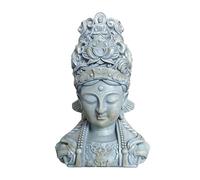 Relaxdays Buddha Bust Zen Decor for Indoor & Outdoor, Weatherproof, Frostproof, 44x32x21 cm Light Grey