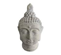 Relaxdays Buddha Head, XXL Zen Décor for Living Room & Garden, Weatherproof, Frostproof, 78x45x39 cm, Beige-Grey