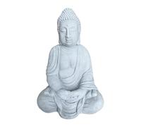 Relaxdays Buddha seated garden statue, weatherproof, frostproof, vintage decor, 71cm, light grey