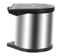 Relaxdays built-in bin 12 l, swing lid, H x W x D 30.5x27x30 cm, for sink base cabinet, stainless steel, silver
